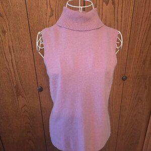 100% Cashmere Sleeveless Turtleneck Sweater - Lavender Medium